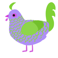 A lilac and grass chicken with a lace pattern