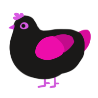 A sable and fuchsia chicken