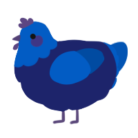 A navy and ultramarine chicken with a head pattern