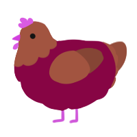 A maroon and russet chicken with a head pattern