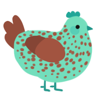 A mint and russet chicken with a speckle pattern