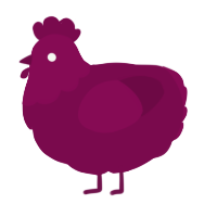 A wine chicken with a head pattern