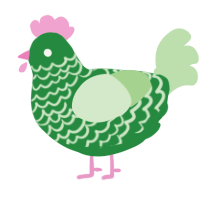 A viridian and gluppy chicken with a lace pattern