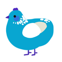 A cerulean and white chicken with a neck-speckle pattern