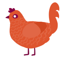A vermilion chicken with a lace pattern