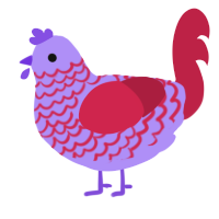 A lilac and crimson chicken with a lace pattern