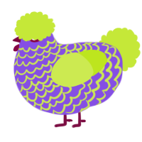 A blurple and lime chicken with a lace pattern