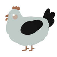 A silver and black chicken