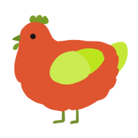 A vermilion and lime chicken