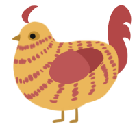 A honey and red chicken with a bar pattern