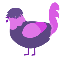 Pez, a overcast and orchid chicken with a head pattern