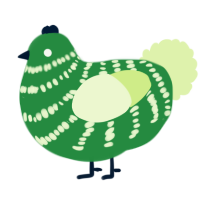 A viridian and apple chicken with a bar pattern