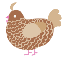 A brown and beige chicken with a lace pattern