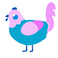 A cerulean and lavender chicken with a head pattern