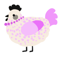A cream and lavender chicken with a speckle pattern