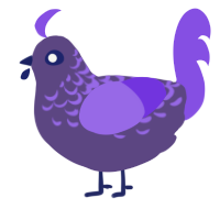 A overcast and blurple chicken with a half-lace pattern