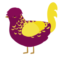 A wine and yellow chicken with a half-lace pattern