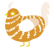 A orange and cream chicken with a bar pattern
