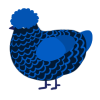 A tumblr and ultramarine chicken with a lace pattern