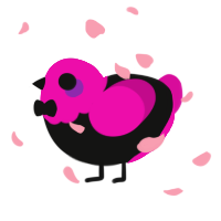 A black and fuchsia chicken with a head pattern