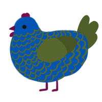 A ultramarine and olive chicken with a lace pattern