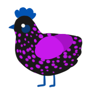 A sable and amethyst chicken with a speckle pattern
