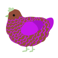 A russet and amethyst chicken with a lace pattern