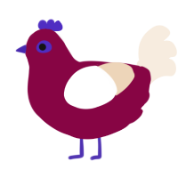 A maroon and cream chicken