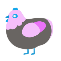 A grey and lavender chicken with a head pattern