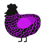 A black and amethyst chicken with a lace pattern