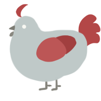 A silver and red chicken