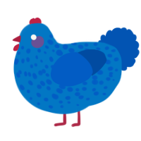 A sapphire and ultramarine chicken with a speckle pattern