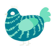 A sea and mint chicken with a bar pattern