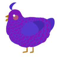 A violet and indigo chicken with a lace pattern