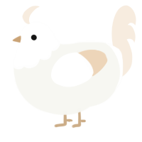 Feathers, a white and cream chicken with a head pattern