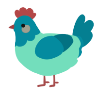 A mint and sea chicken with a head pattern