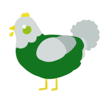 A leaf and silver chicken with a head pattern