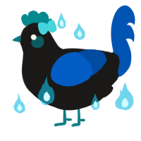 Delos, a sable and ultramarine chicken