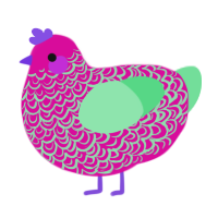 Squiggle, a fuchsia and spring chicken with a double-lace pattern