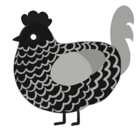 A black and ash chicken with a lace pattern