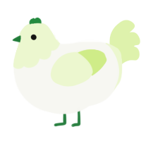 A white and apple chicken with a head pattern