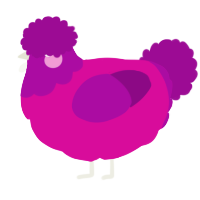 A fuchsia and plum chicken with a head pattern