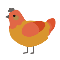 A orange and vermilion chicken with a head pattern