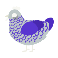 Ghost, a silver and indigo chicken with a lace pattern