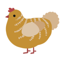A gold and beige chicken with a half-bar pattern