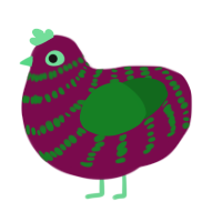 A wine and leaf chicken with a bar pattern