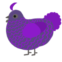 A overcast and violet chicken with a lace pattern
