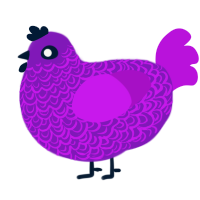 A violet and amethyst chicken with a double-lace pattern