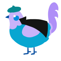 A cerulean and lilac chicken with a head pattern