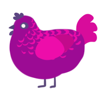 A plum and fuchsia chicken with a half-lace pattern